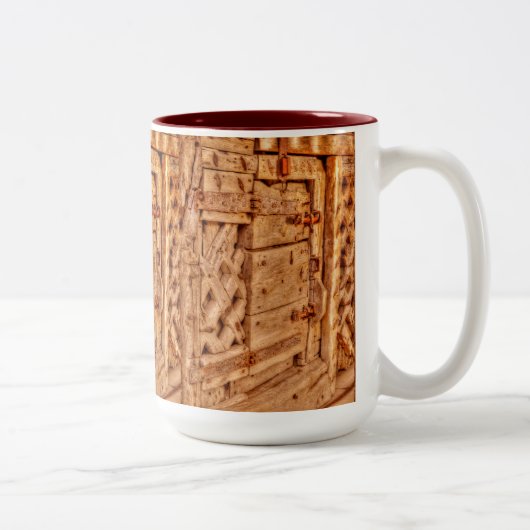 Chepstow Castle Guard Gate Wales, Vereinigtes Köni Zweifarbige Tasse (Rechts)