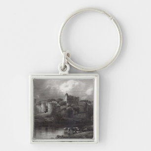 Chepstow Schloss, graviert von R. Hinshelwood Schlüsselanhänger