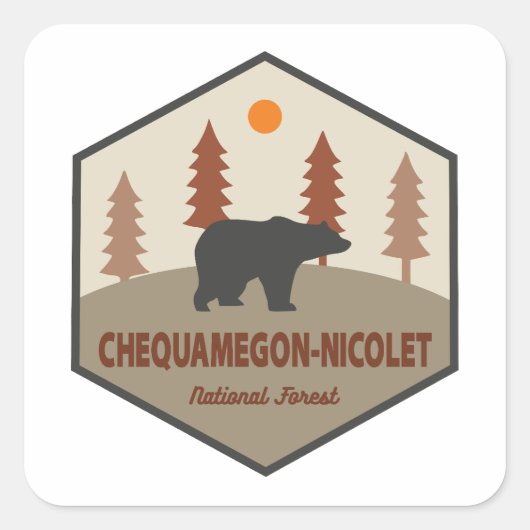 Chequamegon-Nicolet National Forest Bear Quadratischer Aufkleber (Vorderseite)