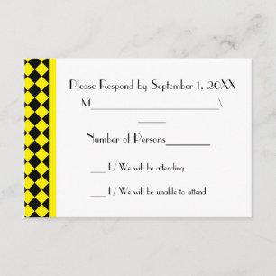 ChequerBoard (Gelb/Schwarz) RSVP-Karte RSVP Karte