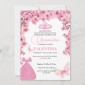 Cheres Blüten Blütenrosa Butterfly Quinceañera Einladung (Vorderseite)