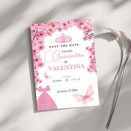 Cheres Blüten Blütenrosa Butterfly Quinceañera Save The Date