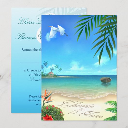 Cherie & Tom Exotic Beach ::custom: Einladung (Vorne/Hinten)