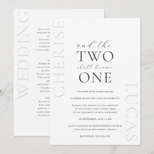 Cherise Elegant Einfach katholische Hochzeit Einla Einladung (Vorne/Hinten)