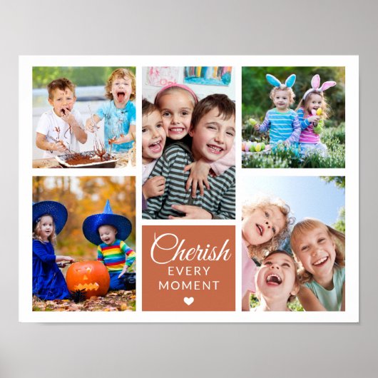 Cherish Every moment Terracotta 5 Foto Collage Poster (Vorne)