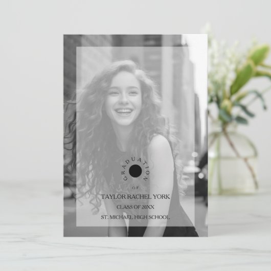 Cherish Exquisite Delicate Minimalist Black White Einladung (Stehend Vorderseite)