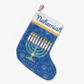 Cherish Hanukkah Star von David Hanukkah Blue Whit Kleiner Weihnachtsstrumpf (Vorderansicht (hängend))