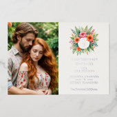 Cherish Initials Colorful Floral Wreath Wedding Folieneinladung (Vorderseite)