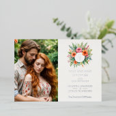 Cherish Initials Colorful Floral Wreath Wedding Folieneinladung (Stehend vorne)