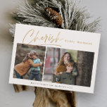 Cherish Jeden Augenblick 2 Foto Frohe Weihnachten<br><div class="desc">Verwenden Sie unsere Imitate-Folie "Cherish jeden Moment" 2 Foto Weihnachtskarten, um Ihren Freunden und der Familie ein frohes Weihnachtsfest zu wünschen. Ein koordinierender Backer mit einer längeren persönlichen Nachricht macht dies zu einer super persönlichen Karte. Sie können alle Backerelemente entfernen oder Farben und Schriftart ändern, wenn Sie es wünschen. Gehen...</div>