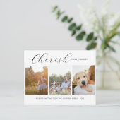 Cherish Jeden Augenblick Elegantes Script 3Foto Ur Postkarte (Stehend Vorderseite)