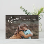 Cherish Jeden Augenblick Script Foto Frohe Weihnac Karte (Stehend Vorderseite)