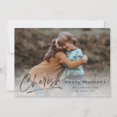 Cherish Jeden Augenblick Script Foto Frohe Weihnac Karte (Vorderseite)