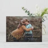 Cherish Jeden Augenblick Script Foto Frohe Weihnac Karte (Stehend Vorderseite)