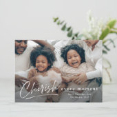 Cherish Jeden Augenblick Script Foto Frohe Weihnac Karte (Stehend Vorderseite)