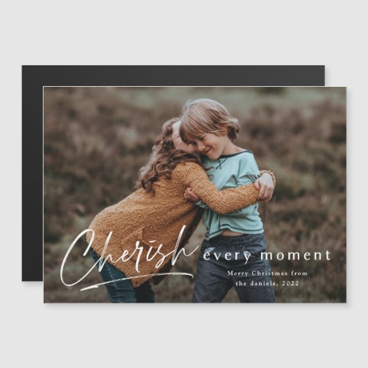 Cherish Jeden Augenblick Script Foto Frohe Weihnac Magnetkarte (Vorne/Hinten)