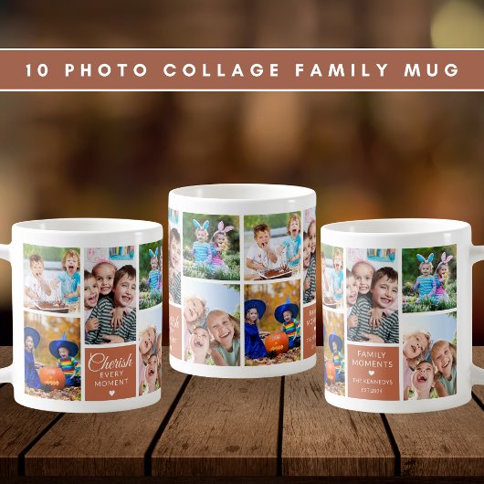 Cherish Jeden Moment Terracotta 10 FotoCollage Kaffeetasse