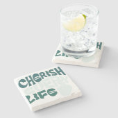 Cherish Life - Liebe & Kindness Art Steinuntersetzer (Seitenansicht)