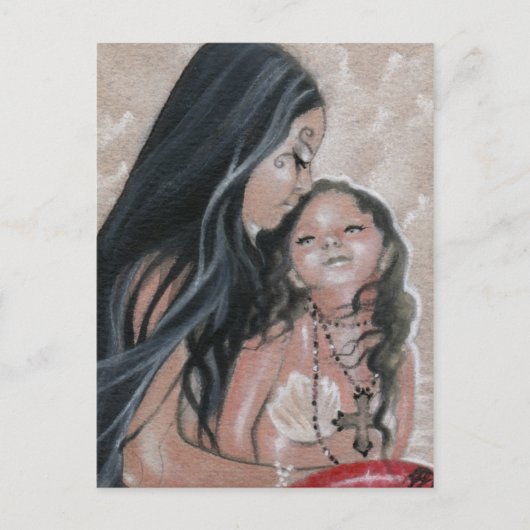 Cherish Mermaid und Child Postcard Postkarte (Vorderseite)
