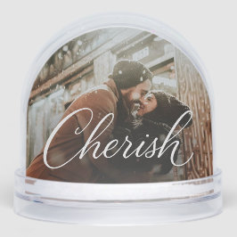 Cherish Script Photo Snow Globe – Personalized 2‑P Schneekugeln