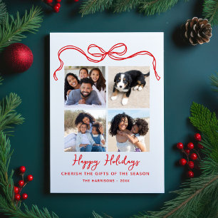 Cherish the Gifts, Bow, 4 Foto Collage glücklich Feiertagspostkarte