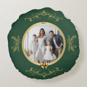 Cherish the Season Personalisiertes Foto Weihnacht Rundes Kissen