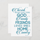 Cherish, was Aquamarin zählt Dankeskarte (Vorne/Hinten)