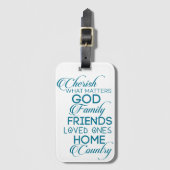 Cherish, was Aquamarin zählt Gepäckanhänger (Vorderseite Vertikal)