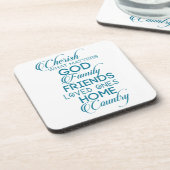 Cherish, was Aquamarin zählt Getränkeuntersetzer (Linke Seite)