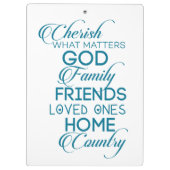 Cherish, was Aquamarin zählt Klemmbrett (Rückseite)