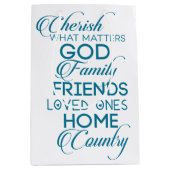 Cherish, was Aquamarin zählt Mittlere Geschenktüte (Vorderseite)