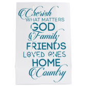 Cherish, was Aquamarin zählt Mittlere Geschenktüte (Rückseite)