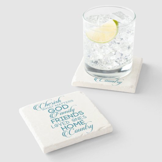 Cherish, was Aquamarin zählt Steinuntersetzer (Seitenansicht)