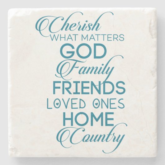 Cherish, was Aquamarin zählt Steinuntersetzer (Vorderseite)