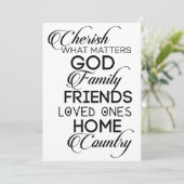 Cherish Was zählt Feiertagskarte (Stehend Vorderseite)