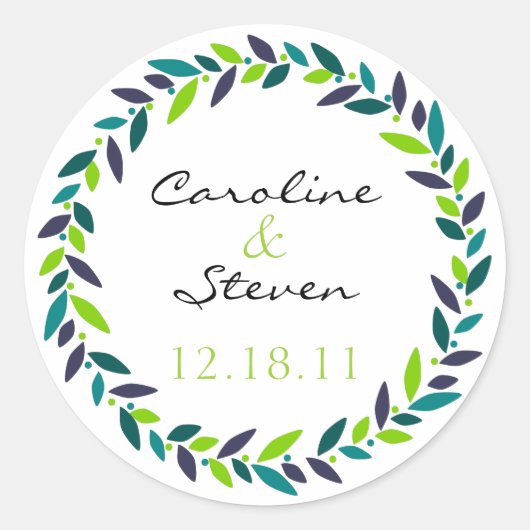 Cherish Wreath Wedding Date Sticker (Vorderseite)
