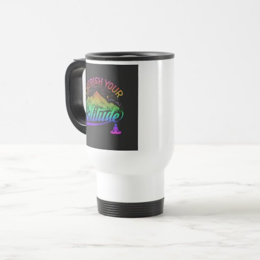 "Cherish Your Solitude" Reisecoffee Mug Reisebecher (Vorderseite Links)
