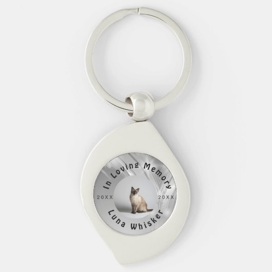 Cherished Cat Photo Memory Frame Art Schlüsselanhänger (Vorderseite)