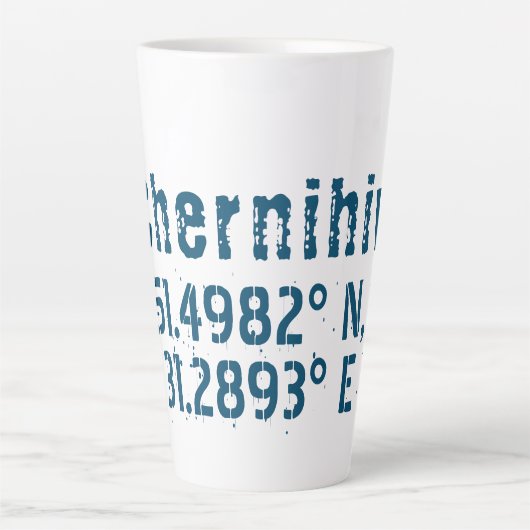 Chernihiv Ukraine Latitude & Longitude beunruhigt Milchtasse (Vorderseite)