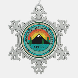 Cheroké National Forest Tennessee Schneeflocken Zinn-Ornament