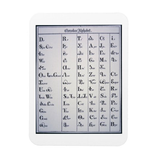 Cherokee Alphabet, entwickelt 1821 (Druck) Magnet (Vertikal)