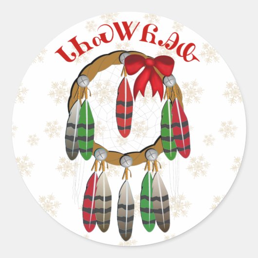 Cherokee Christmas Dream Catcher Runder Aufkleber (Vorderseite)