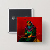 Cherokee Indian Pop Art Button (Vorne & Hinten)