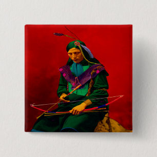 Cherokee Indian Pop Art Button