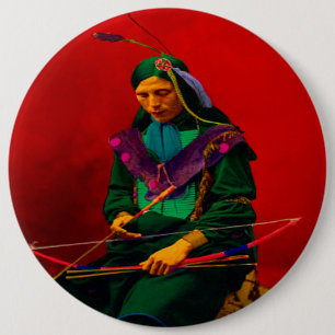 Cherokee Indian Pop Art Button