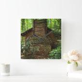 Cherokee-Indianerkabine aus dem 18. Jahrhundert Quadratische Wanduhr (Zuhause)