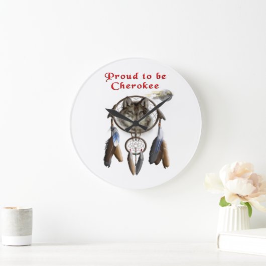Cherokee Indianerkleidung Große Wanduhr (Zuhause)