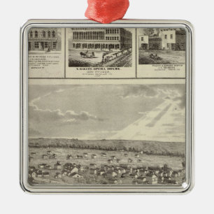 Cherokee, Iowa, 1875 Geschäfte in Centerville Silbernes Ornament