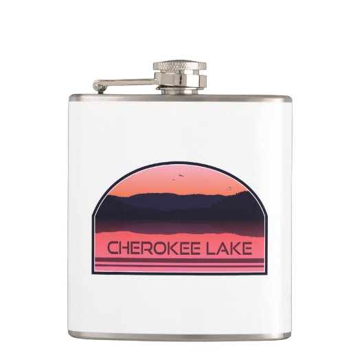 Cherokee Lake Tennessee Red Sunrise Flachmann (Vorderseite)