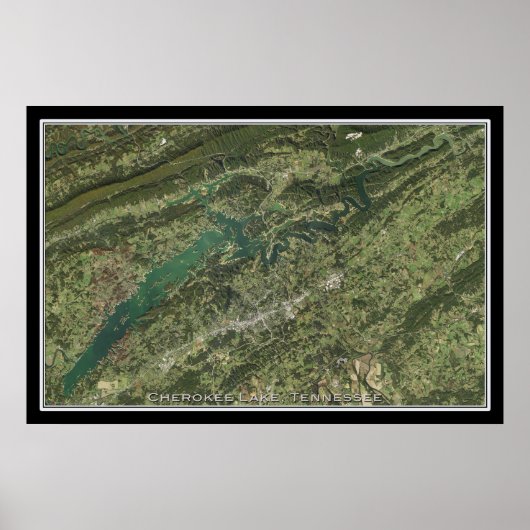 Cherokee Lake Tennessee Satelliten-Poster Karte Poster (Vorne)